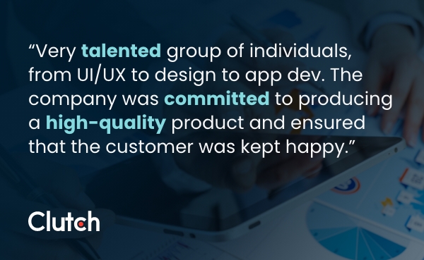 Testimonial from Clutch.co related to The Freedonia Group website.
