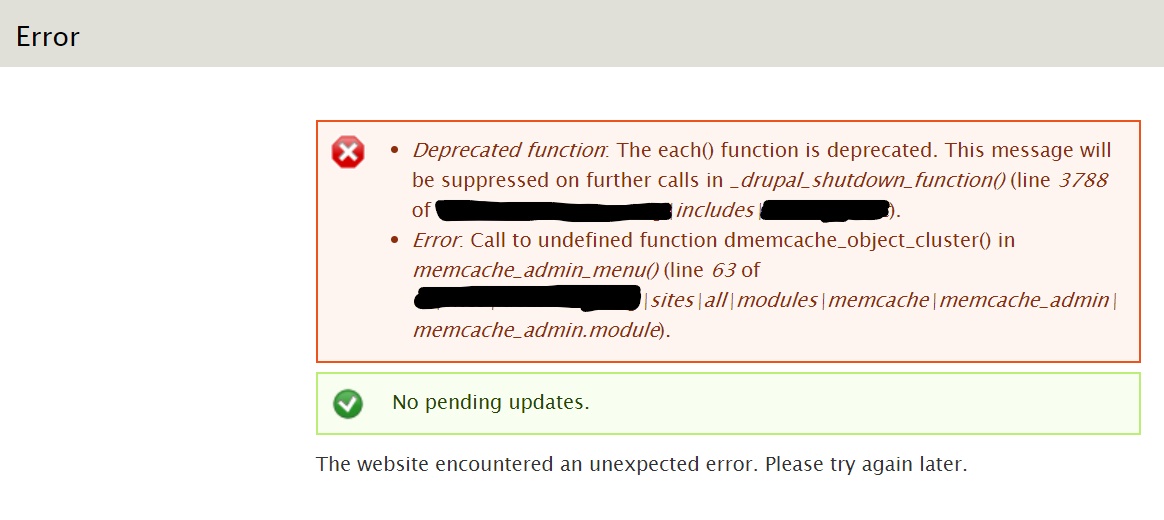 Image of a website error notification on an e-commerce site