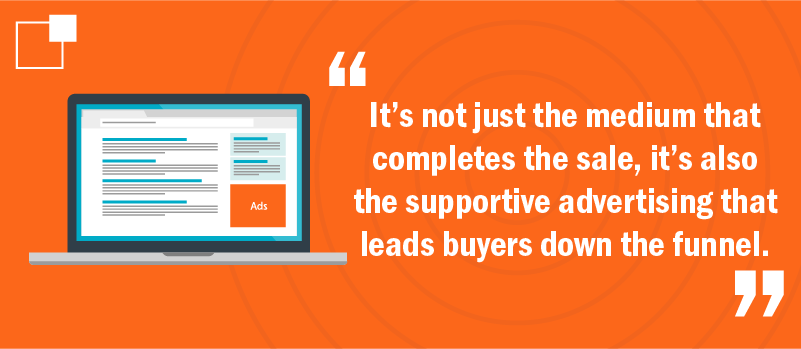 It's not just the medium that completes the sale, it's also the supportive advertising that leads buyers down the funnel.