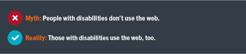 Myth: People with disabilities don't use the web. Reality: Those with disabilities use the web, too.