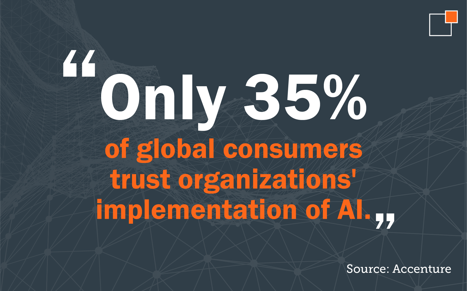 "Only 35%25 of global consumers trust organizations' implementation of AI." Source: Accenture