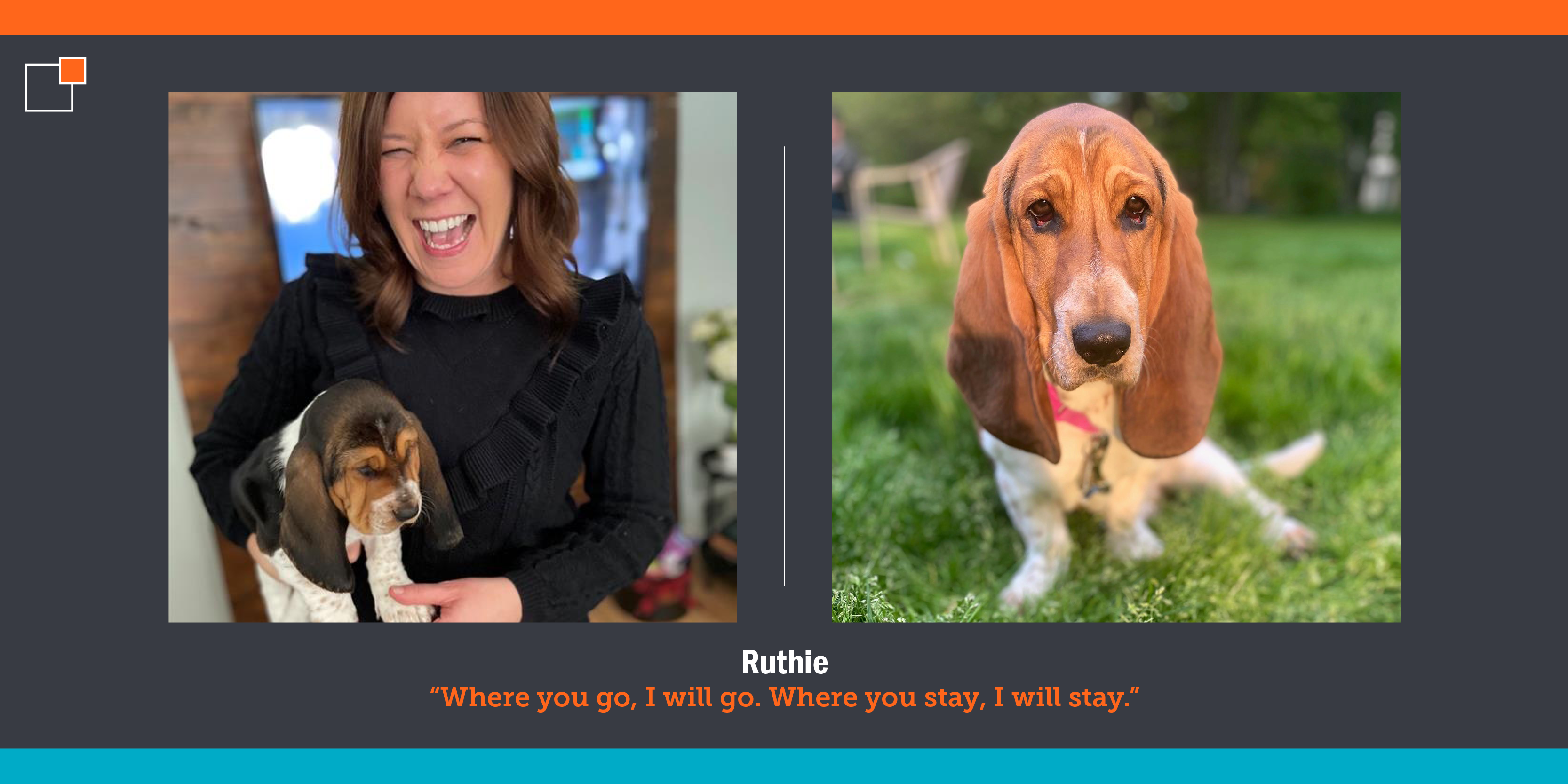 photo of Kelly with Ruthie the basset hound