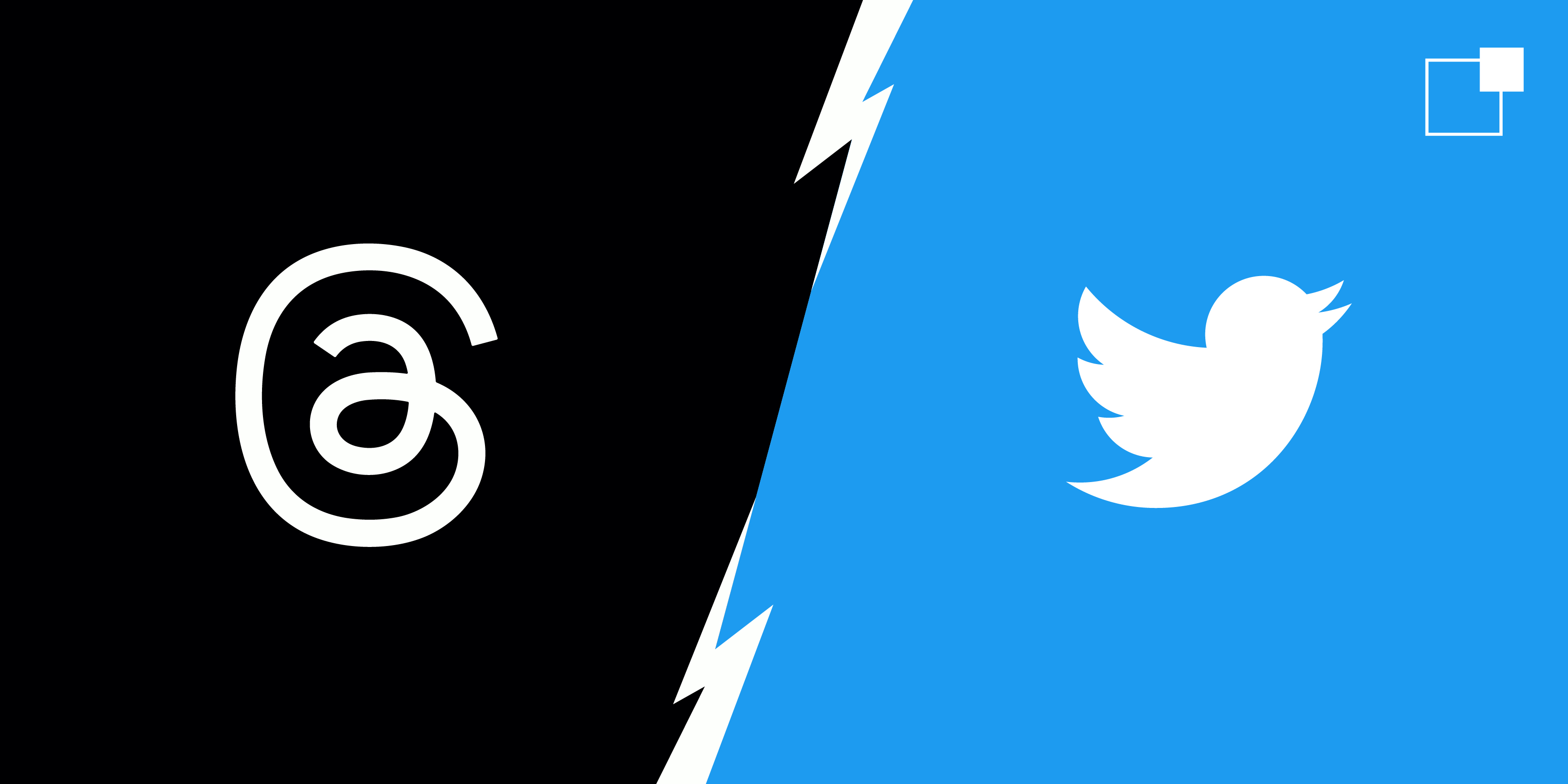 Threads logo against Twitter logo