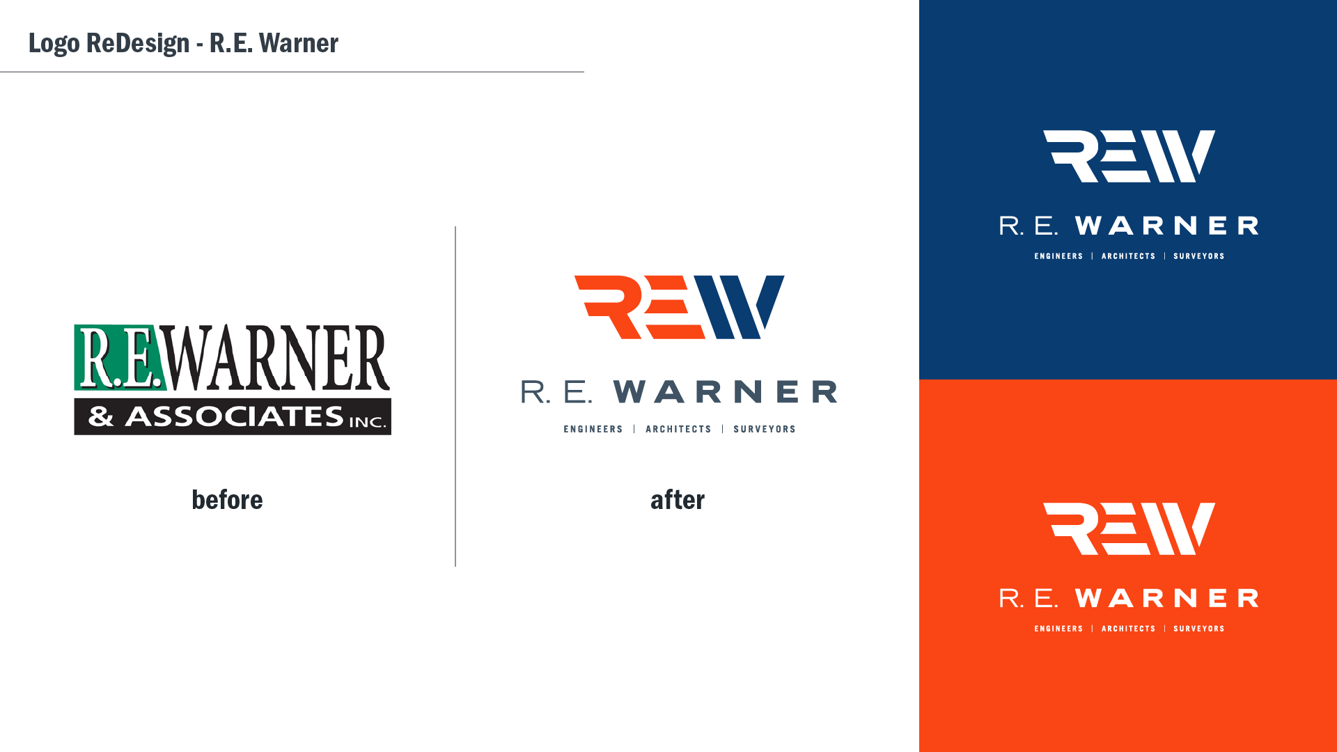 RE Warner Logo Before and After Image