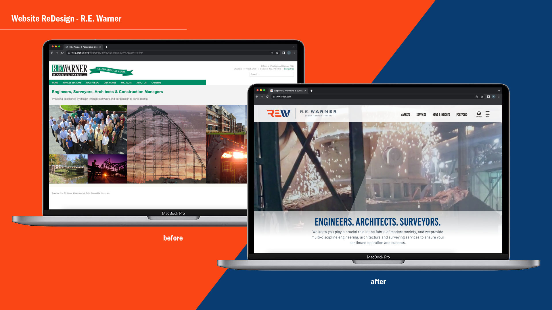 RE Warner Website Before and After