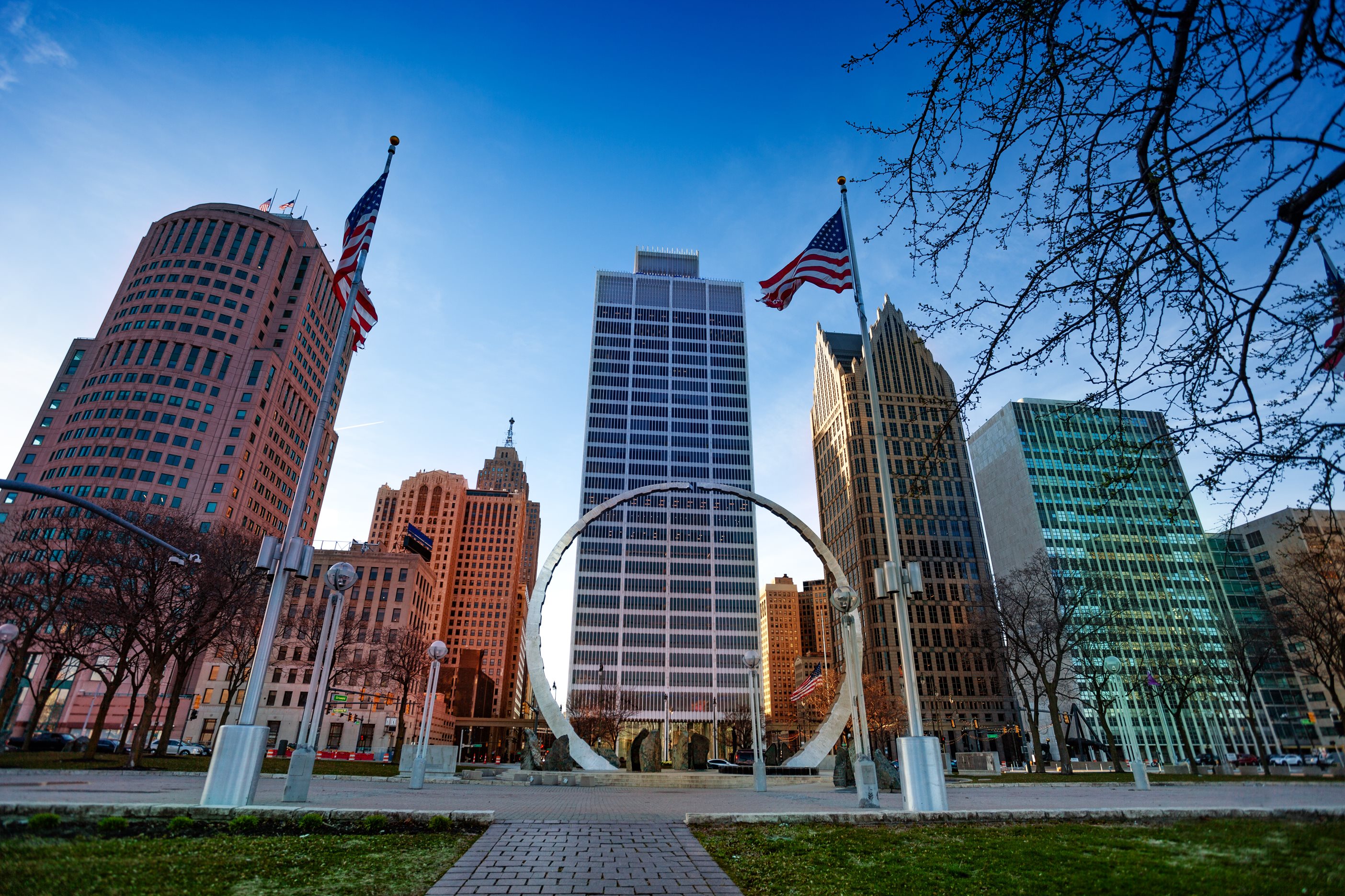 Detroit Michigan Sculpture in City